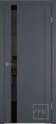Дверь межкомнатная VFD Техно 1SV  Графит Лакобель чёрное в Екатеринбурге