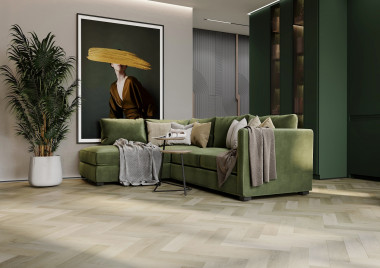 Кварцевый ламинат (SPC) Fargo Herringbone Дуб Рокфорд